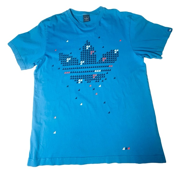 Adidas Originals Three Stripes Triangle Pixel Tee Sz Lg Trefoil Classics VTG 09 - Picture 2 of 12
